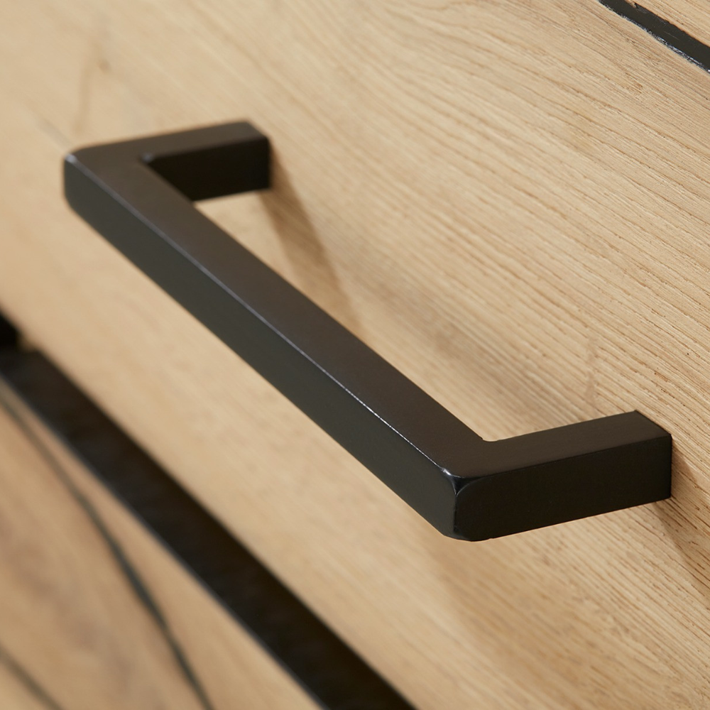 Bufet Cu 2 Usi Si 3 Sertare Reno Smoked Oak, Furnir Din Lemn Masiv, 170 Cm