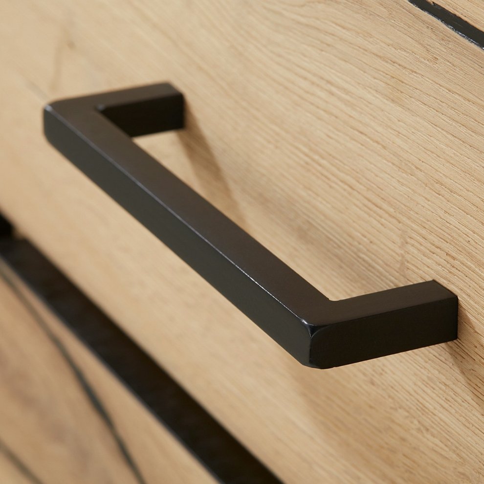 Bufet Cu 2 Usi Si 3 Sertare Reno Smoked Oak, Furnir Din Lemn Masiv, 170 Cm