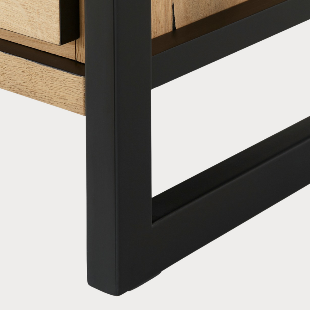 Bufet Cu 2 Usi Si 3 Sertare Reno Smoked Oak, Furnir Din Lemn Masiv, 170 Cm