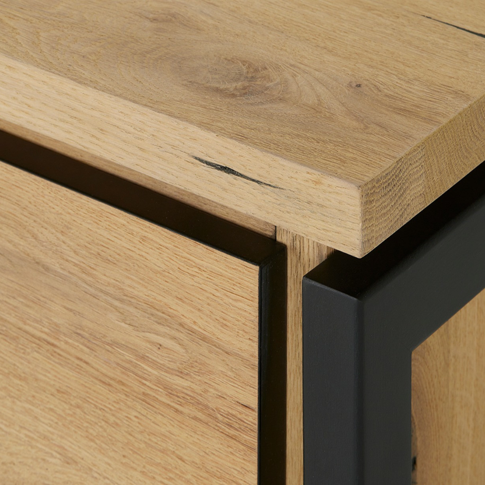 Comoda Tv Cu Furnir Din Lemn Masiv Reno Smoked Oak, 170 Cm