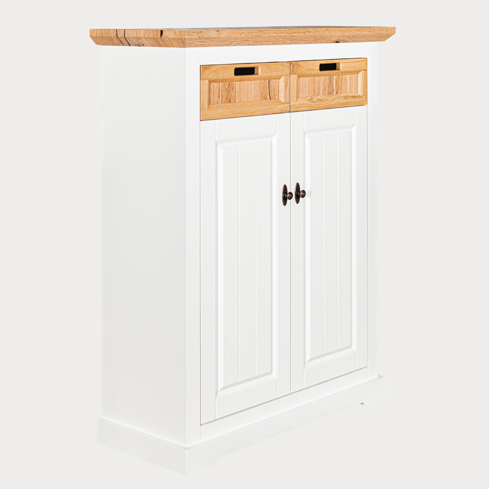 Comoda Tivoli Cu 2 Usi Si 2 Sertare Alb Si Natur, 91 Cm