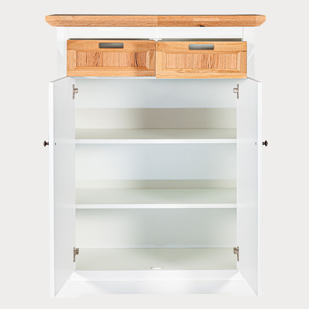 Comoda Tivoli Cu 2 Usi Si 2 Sertare Alb Si Natur, 91 Cm