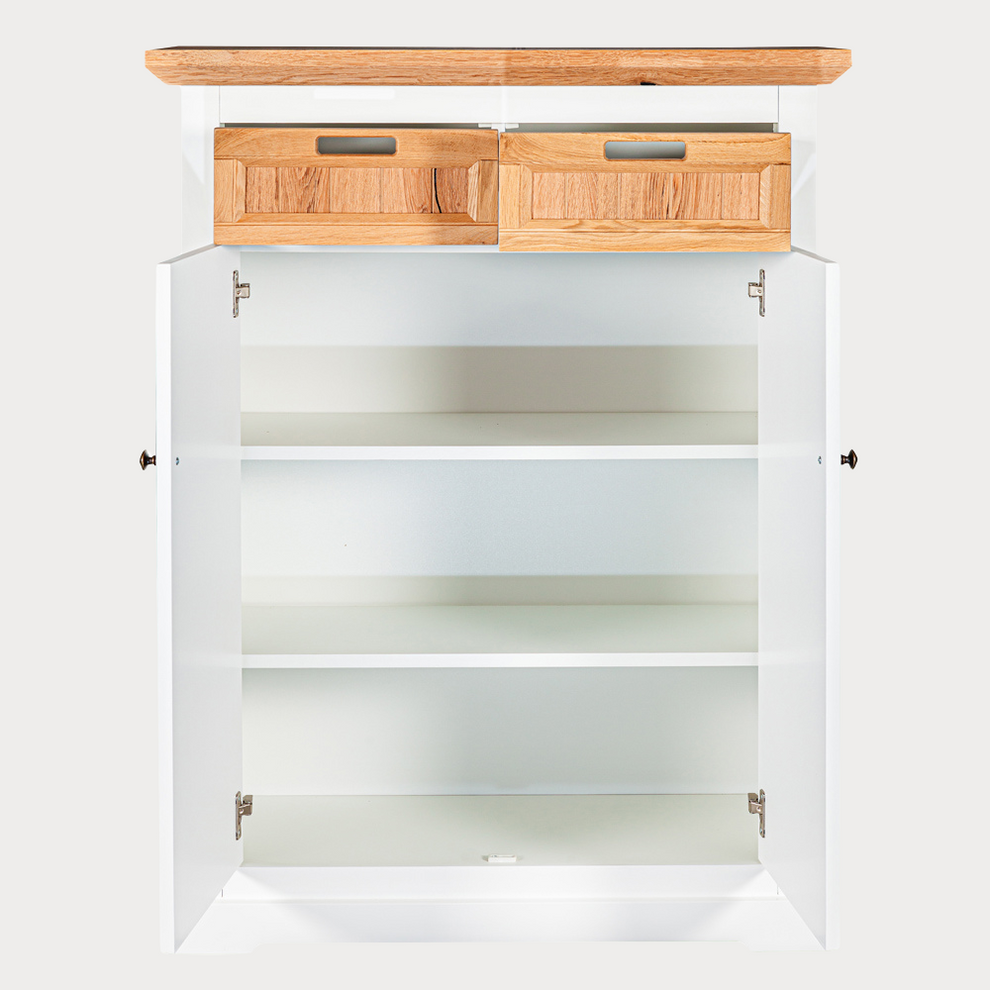 Comoda Tivoli Cu 2 Usi Si 2 Sertare Alb Si Natur, 91 Cm