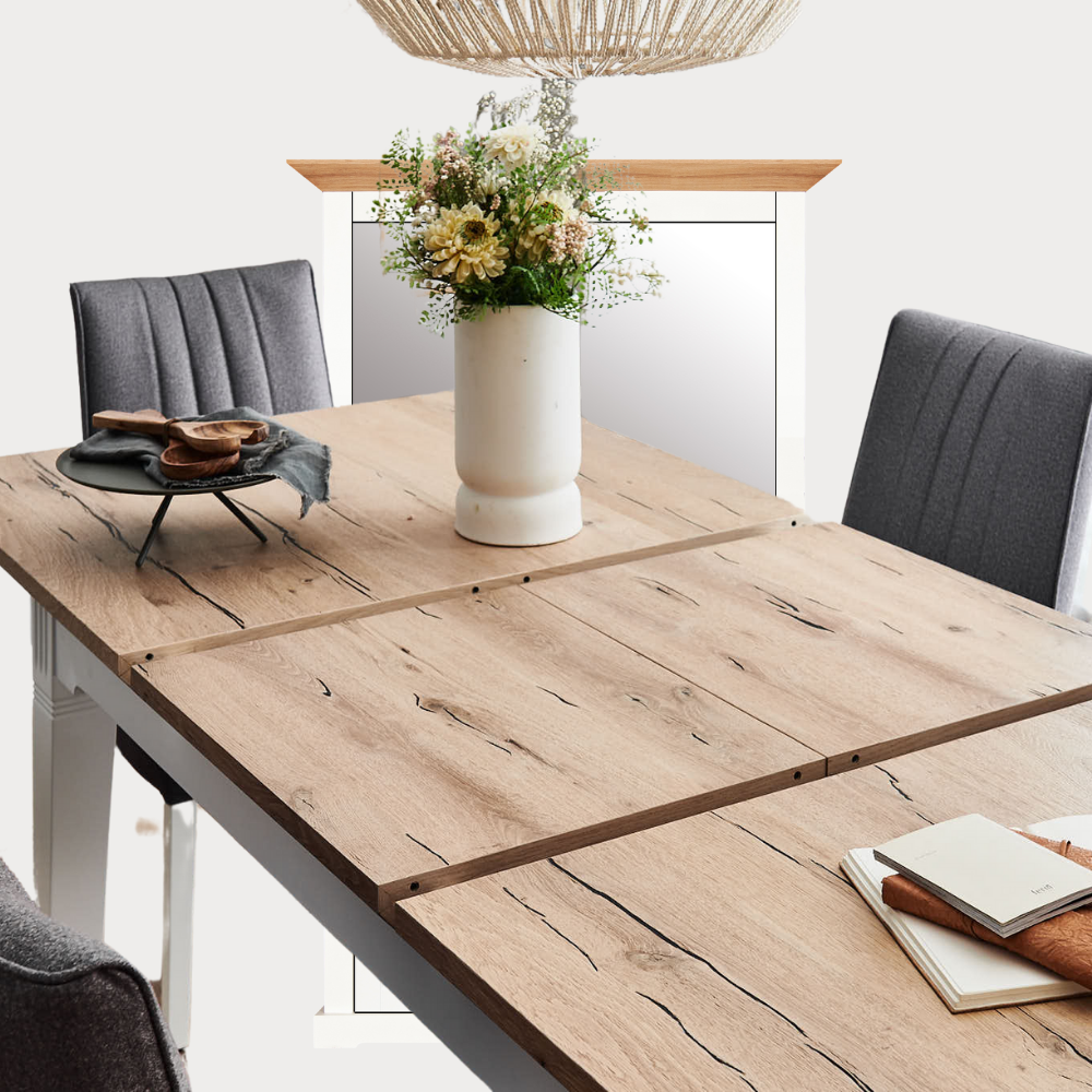 Masa Extensibila Tivoli Alb Si Natur, 140/185 X 82 X 77.5 Cm