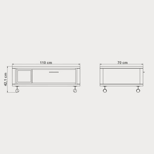 Masa Cafea Tulsa Smoked Oak, Furnir Din Lemn Masiv, 110 Cm