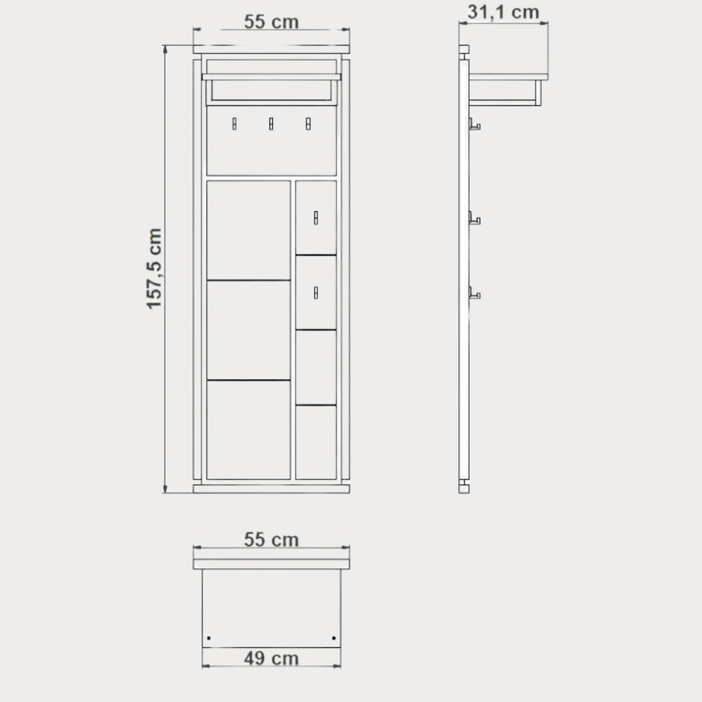 Cuier Reno Smoked Oak, Furnir Din Lemn Masiv 55 Cm