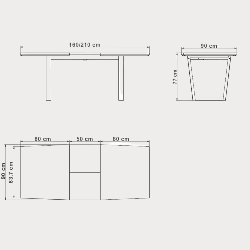 Masa Reno Extensibila, Smoked Oak, Furnir Din Lemn Masiv, 160/210 Cm
