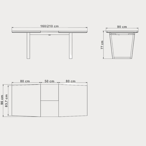 Masa Reno Extensibila, Smoked Oak, Furnir Din Lemn Masiv, 160/210 Cm