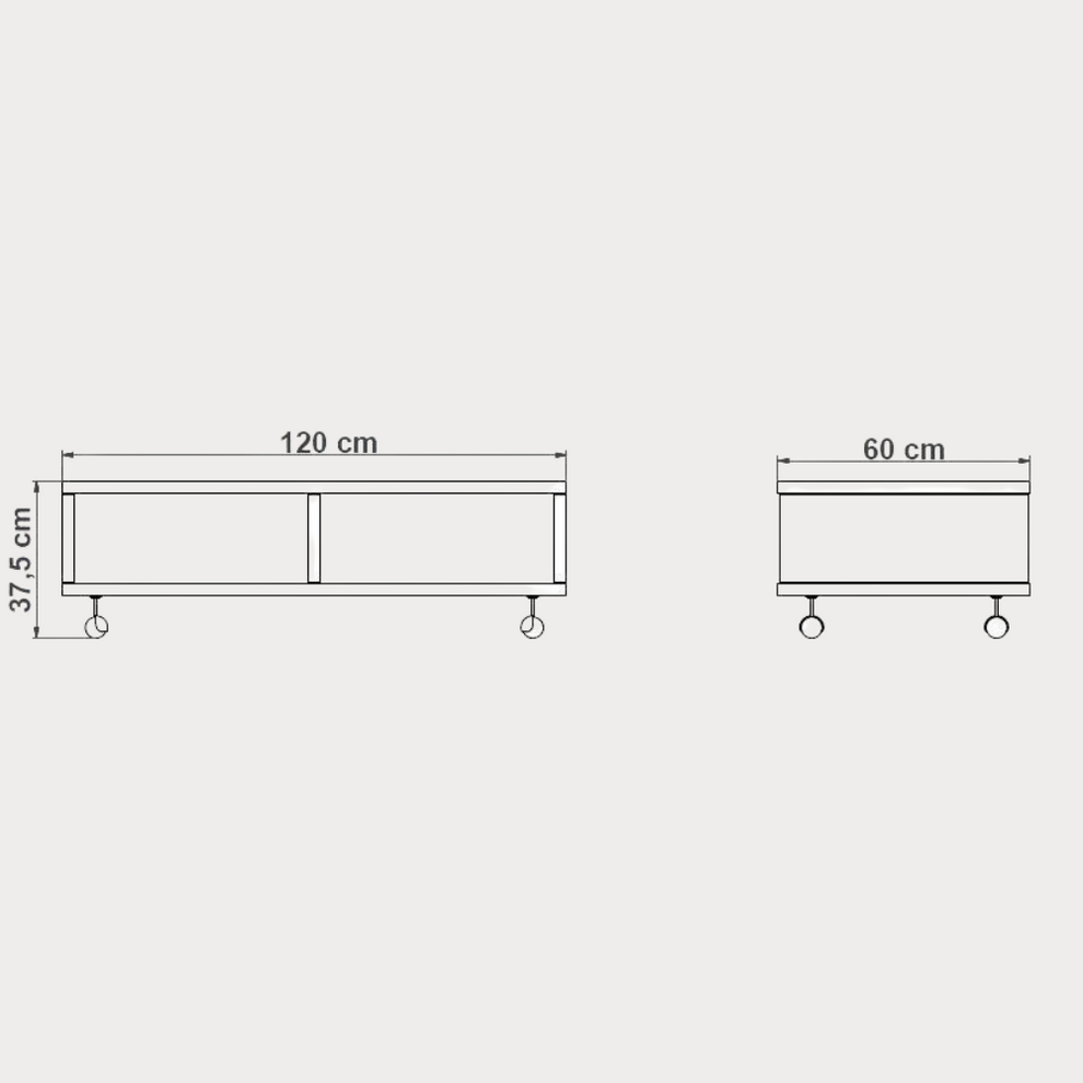 Masa Cafea Reno Cu 2 Nise, Smoked Oak, Furnir Din Lemn Masiv, 120 Cm