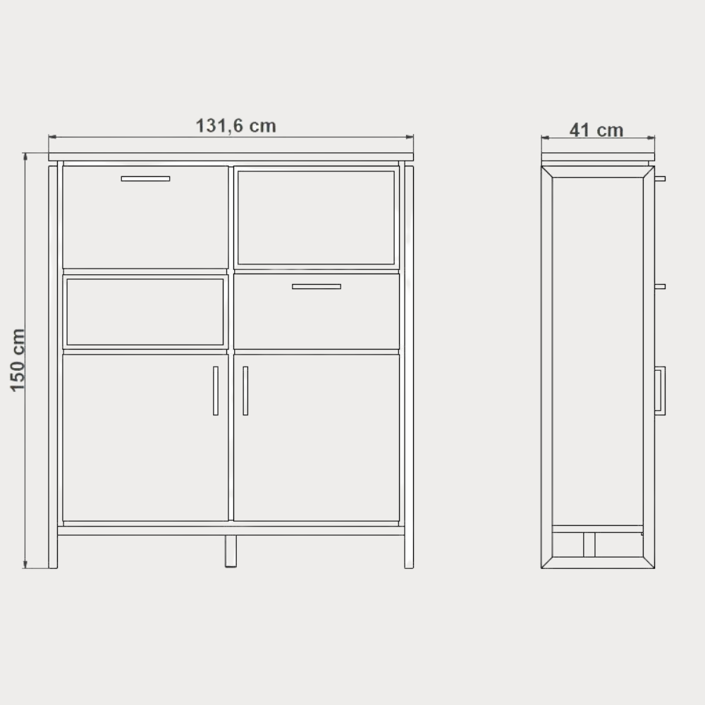 Bufet Cu 3 Usi, 1 Sertar Si 2 Nise Reno, Smoked Oak, Furnir Din Lemn Masiv, 131.5 Cm