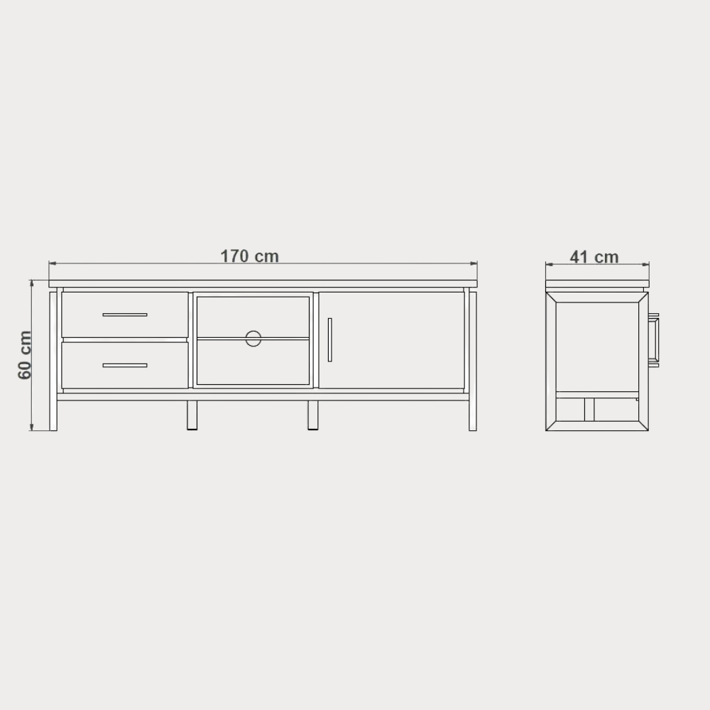 Comoda Tv Cu Furnir Din Lemn Masiv Reno Smoked Oak, 170 Cm