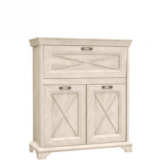 Comoda Cu 3 Usi Bar Kashmir Alb Antichizat, 123 Cm