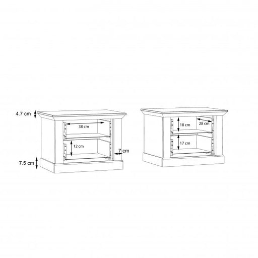 Set 2 Noptiere Kashmir, Alb Antichizat, 65.5 Cm