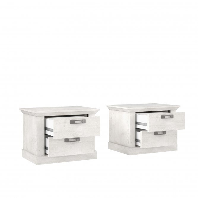 Set 2 Noptiere Kashmir, Alb Antichizat, 65.5 Cm