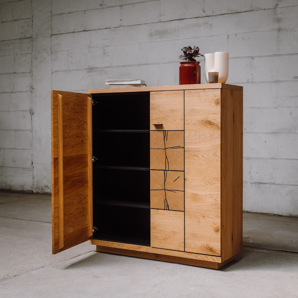 Comoda Bar Cu 2 Usi Dakota, Furniruit, Stejar Salbatic, 120 Cm