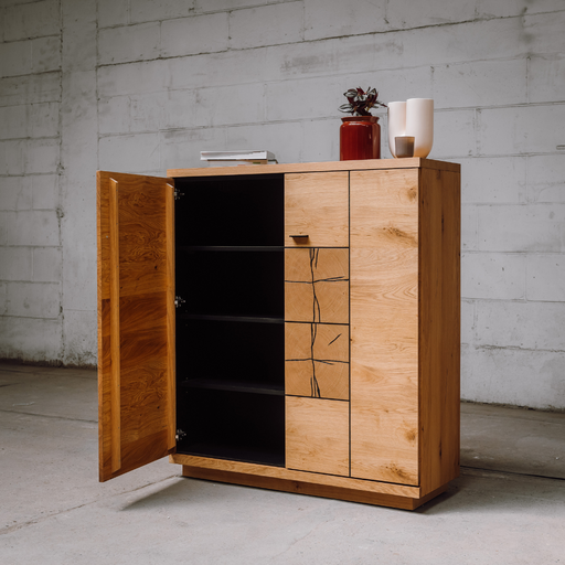 Comoda Bar Cu 2 Usi Dakota, Furniruit, Stejar Salbatic, 120 Cm