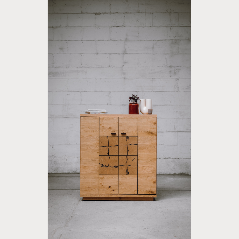 Comoda Bar Cu 2 Usi Dakota, Furniruit, Stejar Salbatic, 120 Cm