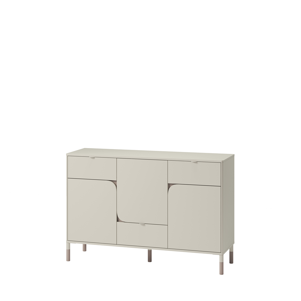 Comoda Cu 3 Usi Si 3 Sertare Hanna, Cashmere Si Truffle, 130 Cm