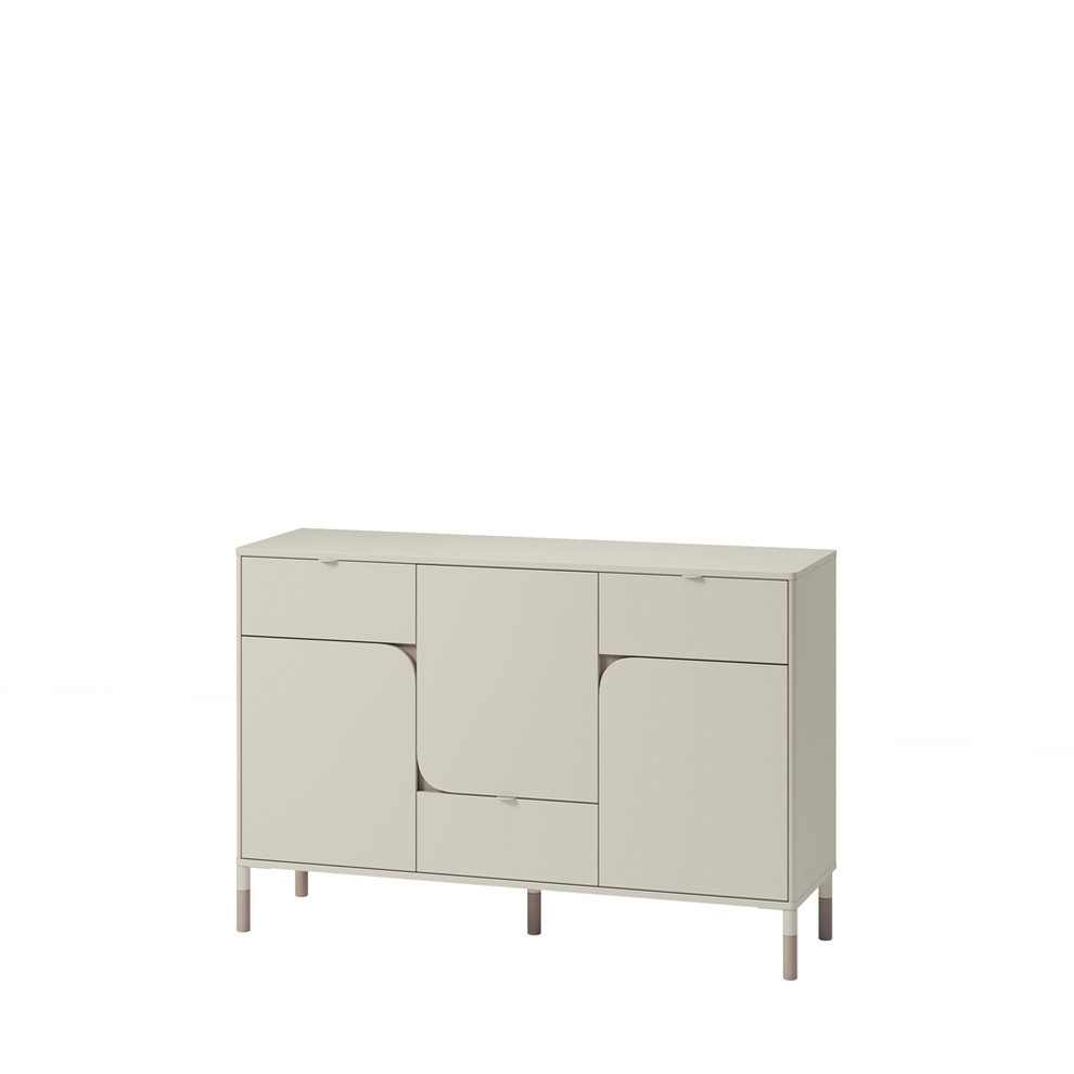 Comoda Cu 3 Usi Si 3 Sertare Hanna, Cashmere Si Truffle, 130 Cm