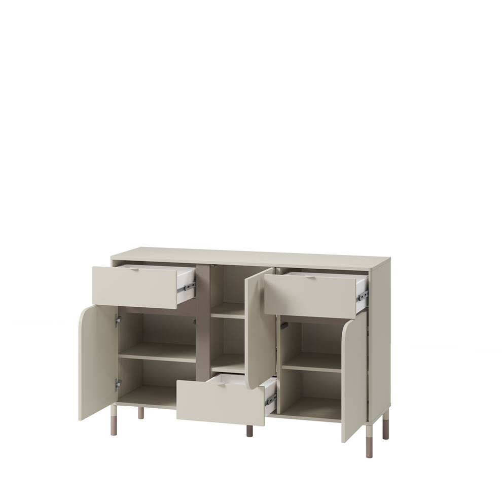 Comoda Cu 3 Usi Si 3 Sertare Hanna, Cashmere Si Truffle, 130 Cm
