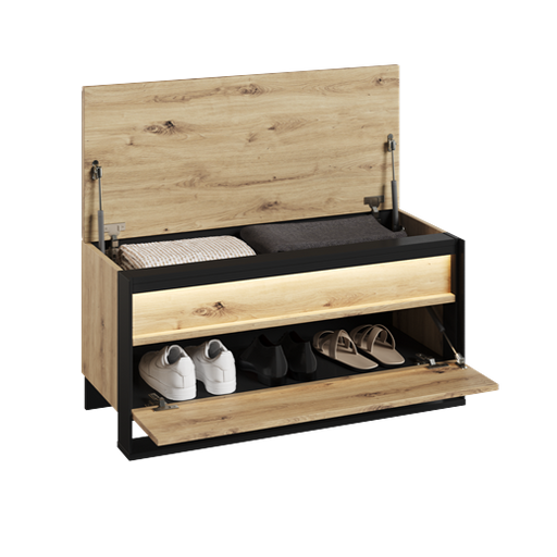 Pantofar Cu 2 Usi Vant, Stejar Artisan Si Negru, 92 Cm