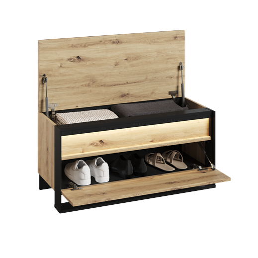 Pantofar Cu 2 Usi Vant, Stejar Artisan Si Negru, 92 Cm