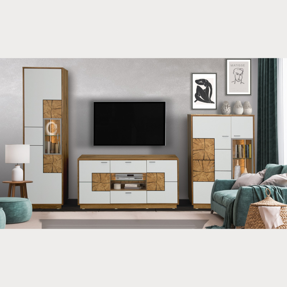 Set Living Urbano White, Alb Si Natur, 285 Cm