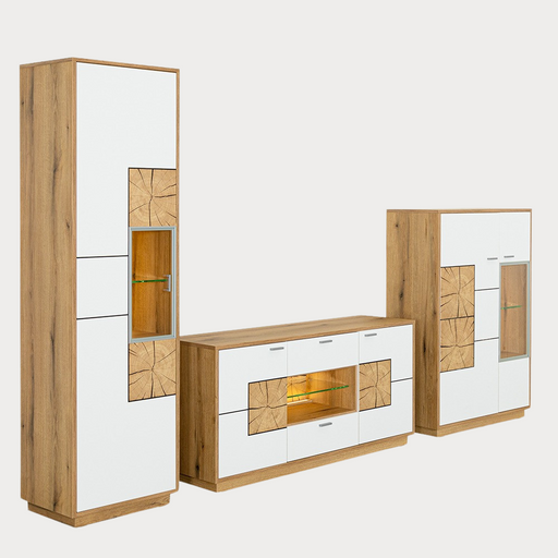 Set Living Urbano White, Alb Si Natur, 285 Cm