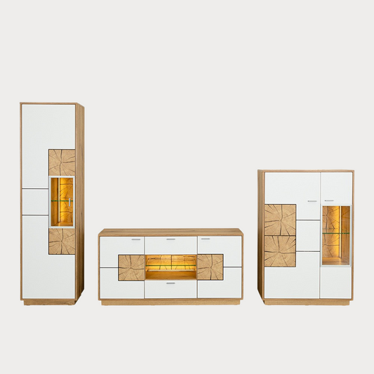 Set Living Urbano White, Alb Si Natur, 285 Cm