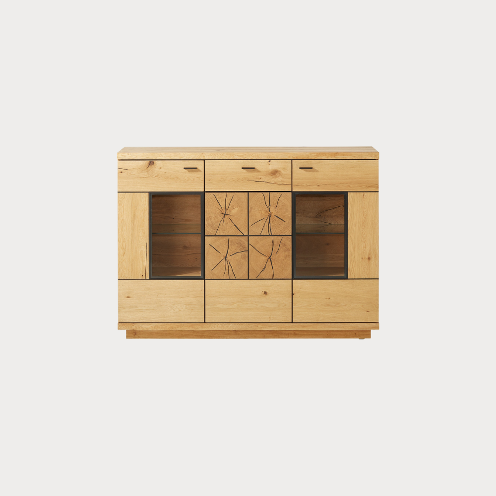 Comoda Bar Dakota Lungime 151.6 cm, Furnir Stejar Salbatic, Living, Decor Usi din Trunchi Natural, Inchidere Silentioasa