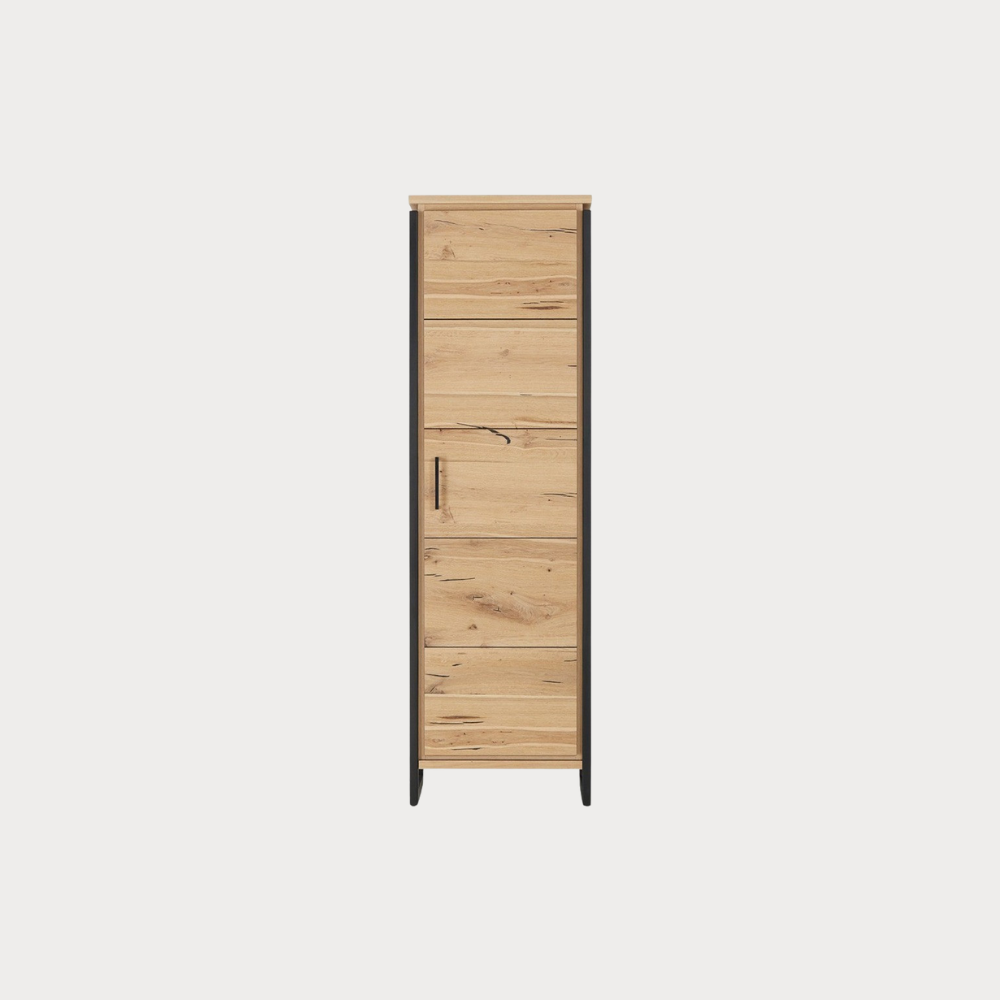 Dulap Reno Cu 1 Usa, Smoked Oak Furnir Din Lemn Masiv, 60 Cm