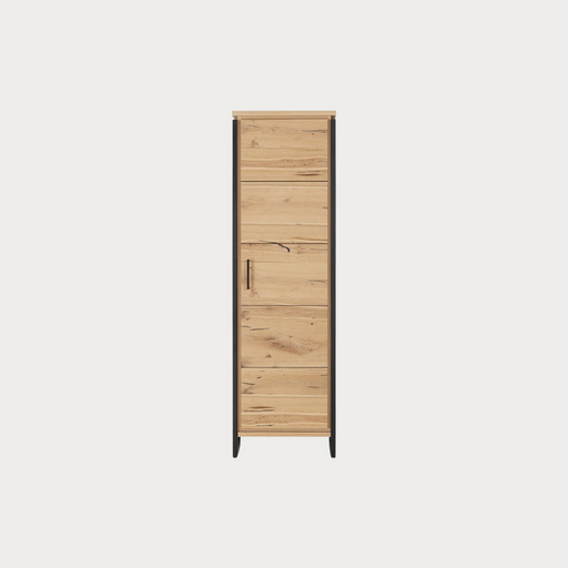 Dulap Reno Cu 1 Usa, Smoked Oak Furnir Din Lemn Masiv, 60 Cm