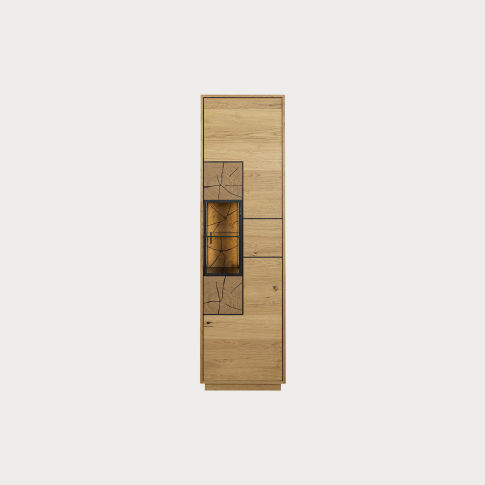 Vitrina Urbano Oak Cu 1 Usa, Stejar Rustic Si Negru, 54.5 Cm