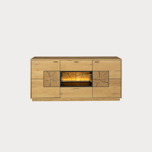 Bufet Urbano Oak Cu 3 Usi Si 1 Sertar, Stejar Rustic Si Negru, 170 Cm