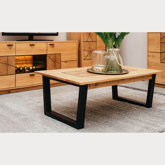 Masa Cafea Urbano Oak, Stejar Rustic Si Negru, 115 Cm