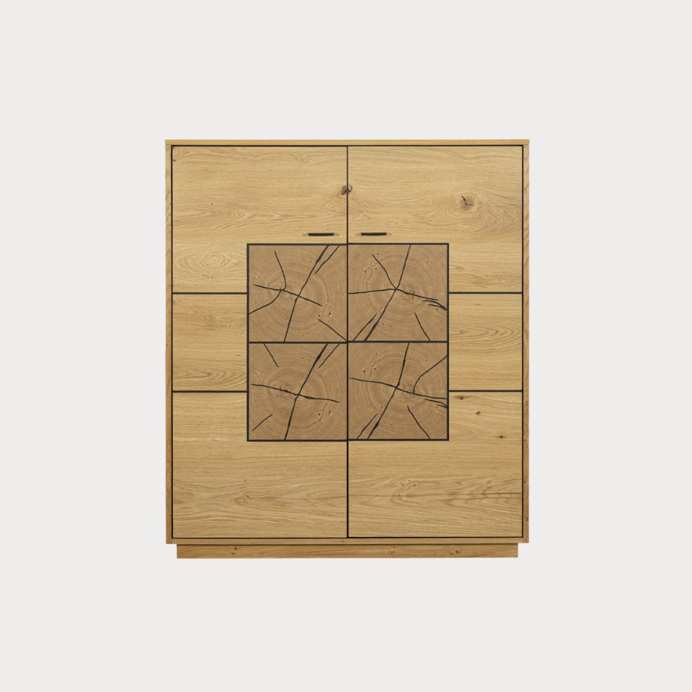 Comoda Bar Urbano Oak Cu 2 Usi, Stejar Rustic Si Negru, 110 Cm