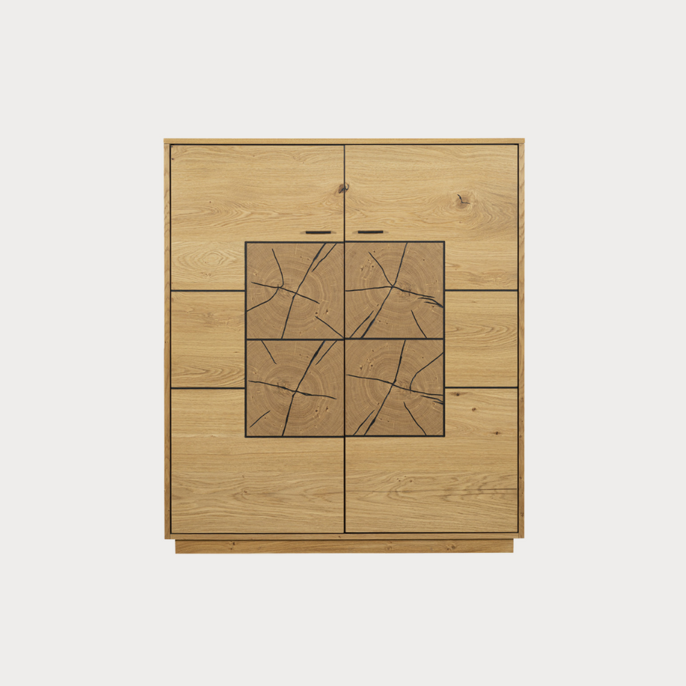 Comoda Bar Urbano Oak Cu 2 Usi, Stejar Rustic Si Negru, 110 Cm