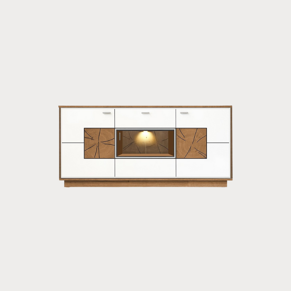 Bufet Urbano White Cu 3 Usi Si 1 Sertar Alb Si Natur, 170 Cm
