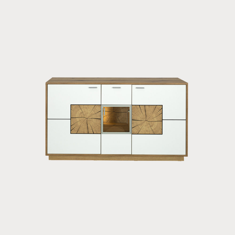 Bufet Urbano White Cu 3 Usi Si 1 Sertar Alb Si Natur, 140 Cm