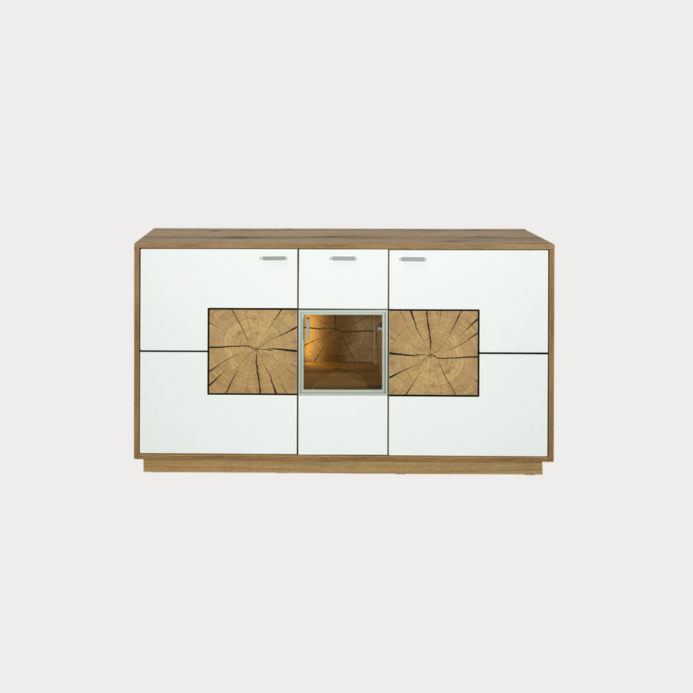 Bufet Urbano White Cu 3 Usi Si 1 Sertar Alb Si Natur, 140 Cm