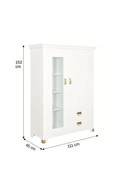 Comoda Saint Tropez, 2 Usi si 2 Sertare, Vopsit Alb, 111 Cm