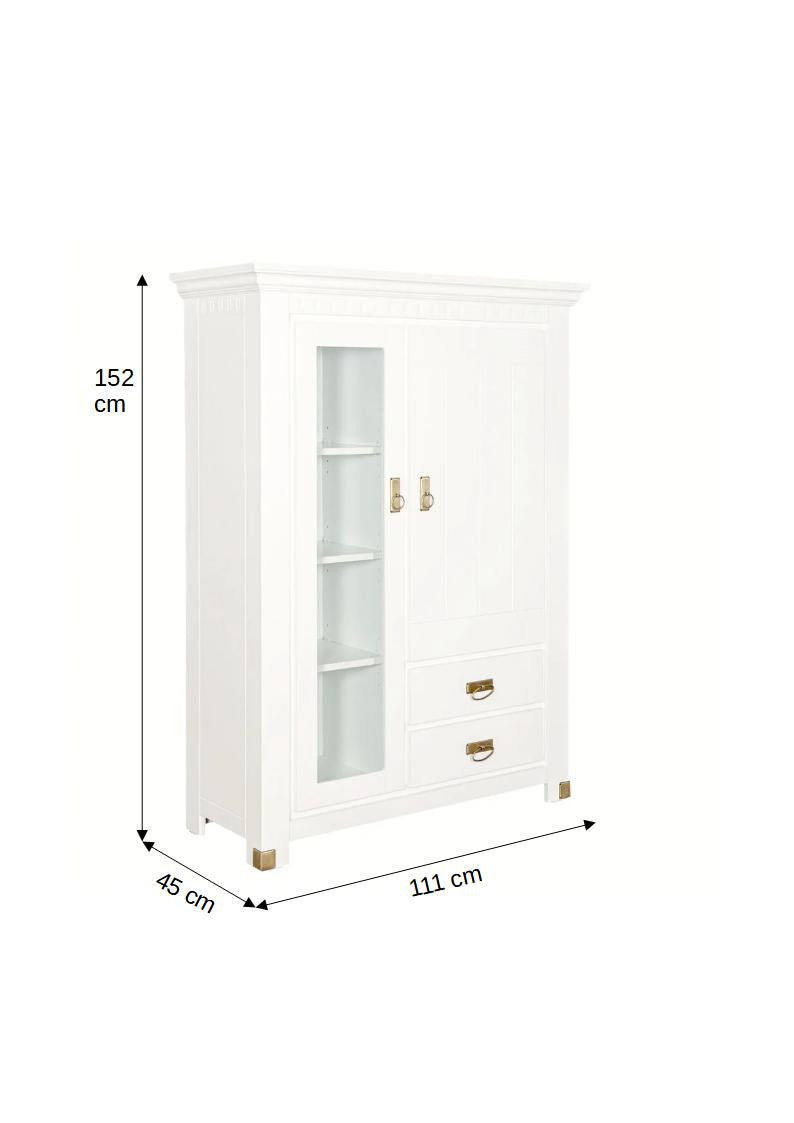 Comoda Saint Tropez, 2 Usi si 2 Sertare, Vopsit Alb, 111 Cm