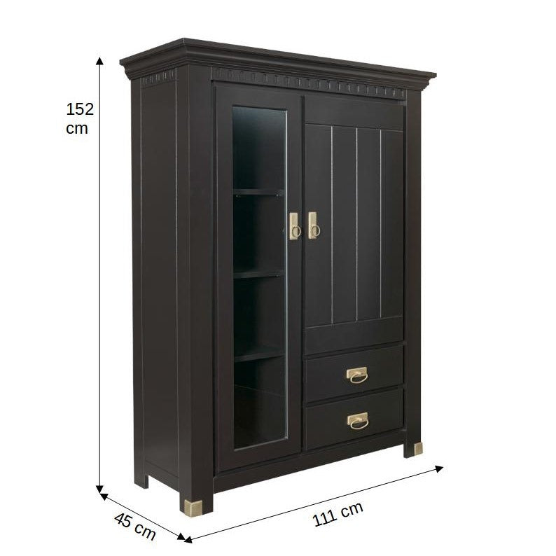 Comoda Bar Saint Tropez Cu 2 Usi Si 2 Sertare Negru, Vopsit, 111 Cm