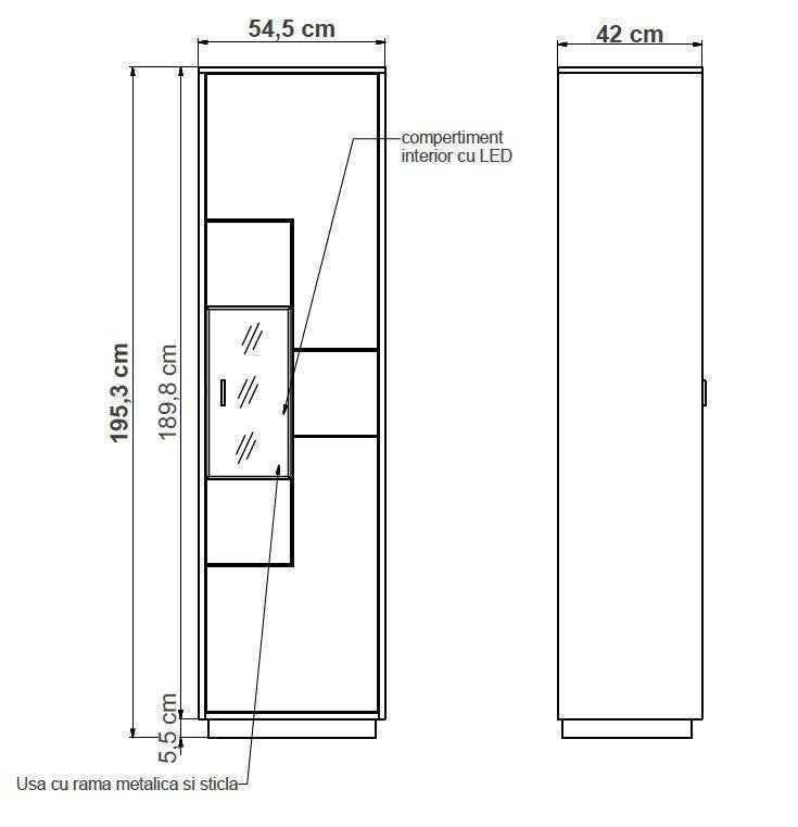 Set Living Urbano White, Alb Si Natur, 285 Cm