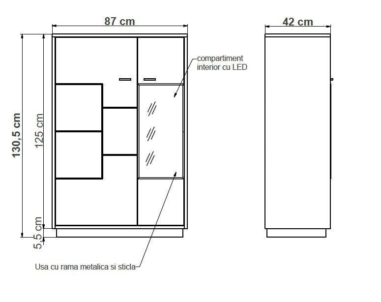 Set Living Urbano White, Alb Si Natur, 285 Cm