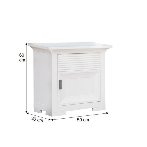 Noptiera Cu 1 Usa Si 1 Sertar Verona Bianco Alb, 59 Cm