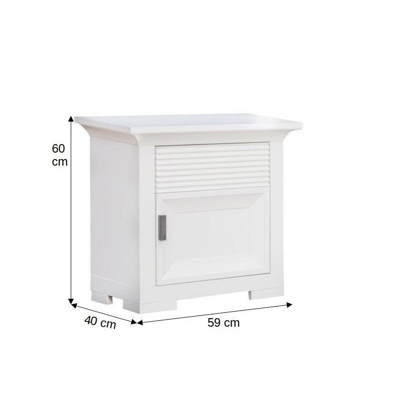Set Dormitor Verona Bianco, Pat Cu Dimensiune saltea 160 X 200 Cm, 2 Noptiere Si Dulap