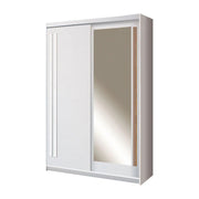 Dulap Anderssen pentru haine, Alb Si Stejar, design modern cu usi culisante si oglinda 150 cm #variant:150-cm