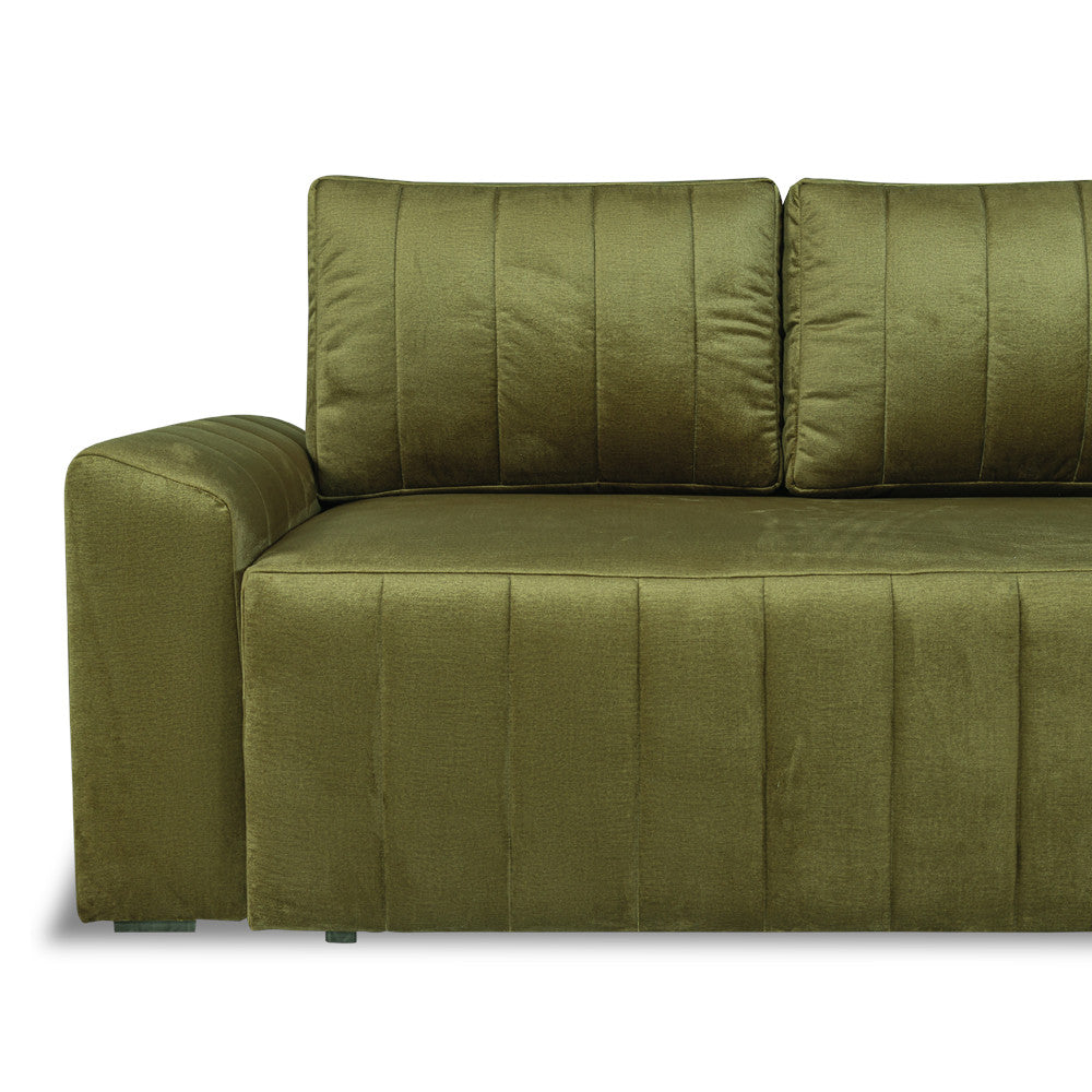 Coltar Extensibil Dreapta Mark, 4 Locuri, Lada Depozitare, Verde Olive, 240 Cm