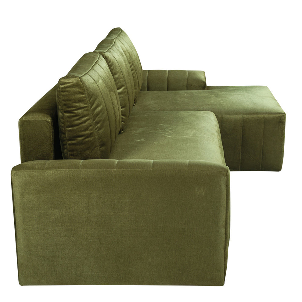 Coltar Extensibil Dreapta Mark, 4 Locuri, Lada Depozitare, Verde Olive, 240 Cm